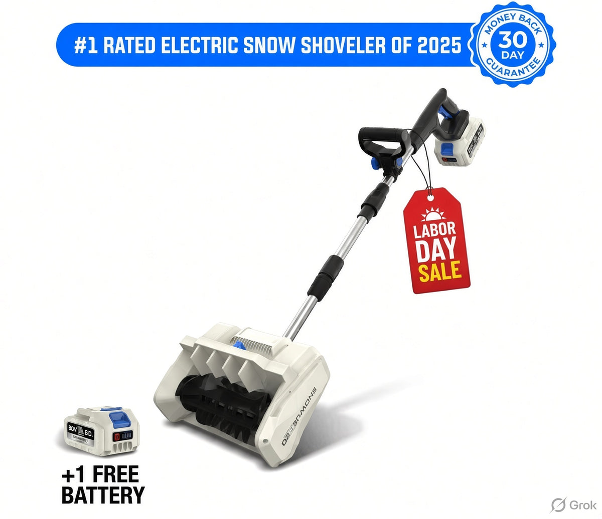 Cordless Electric Snow Shovel with Adjustable Handle, X20-SNOW-5A