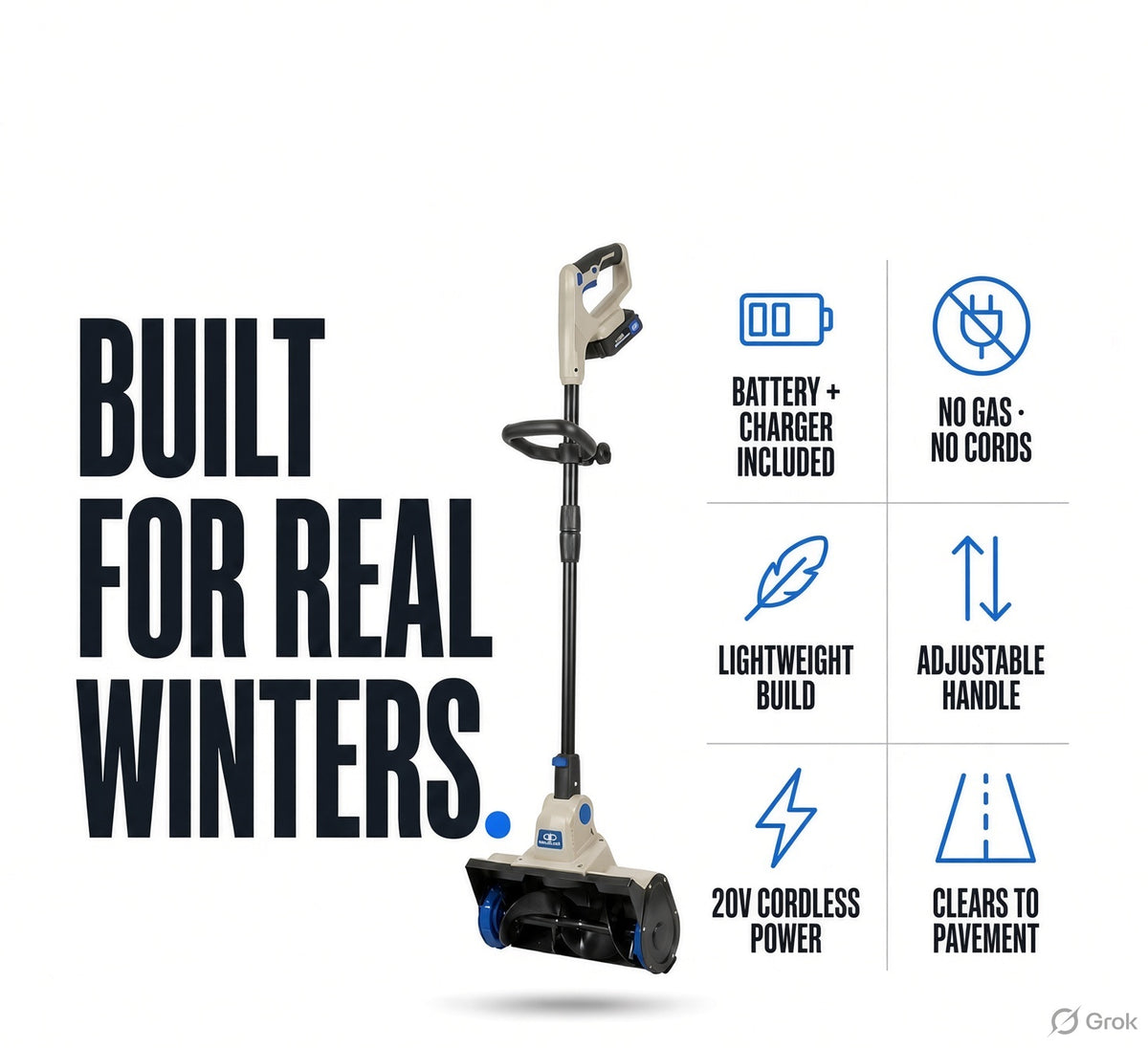 Cordless Electric Snow Shovel with Adjustable Handle, X20-SNOW-5A